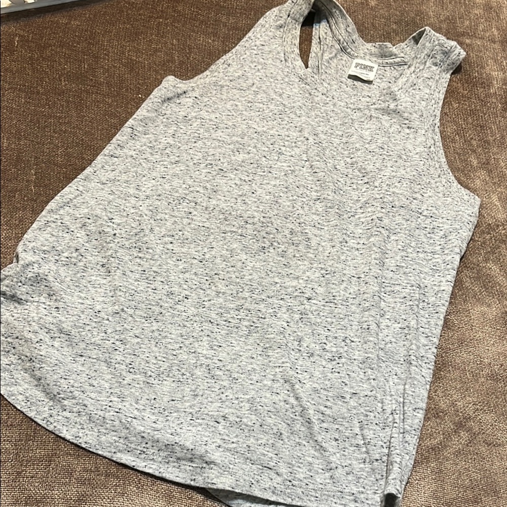Victoria’s Secret PINK Racerback Tank Top, Gray, Size Small